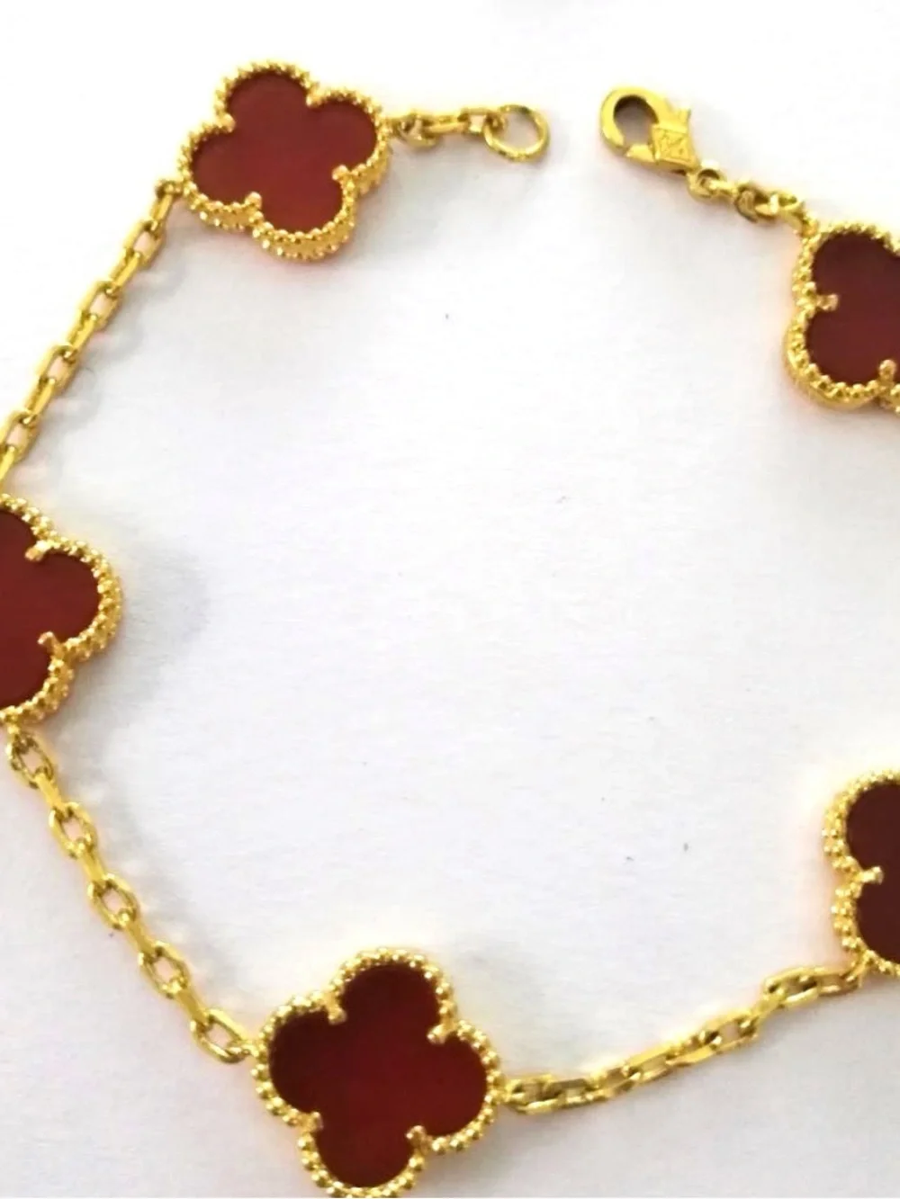 18k Yellow Gold Plated 15mm Red Carnelian Bracelet